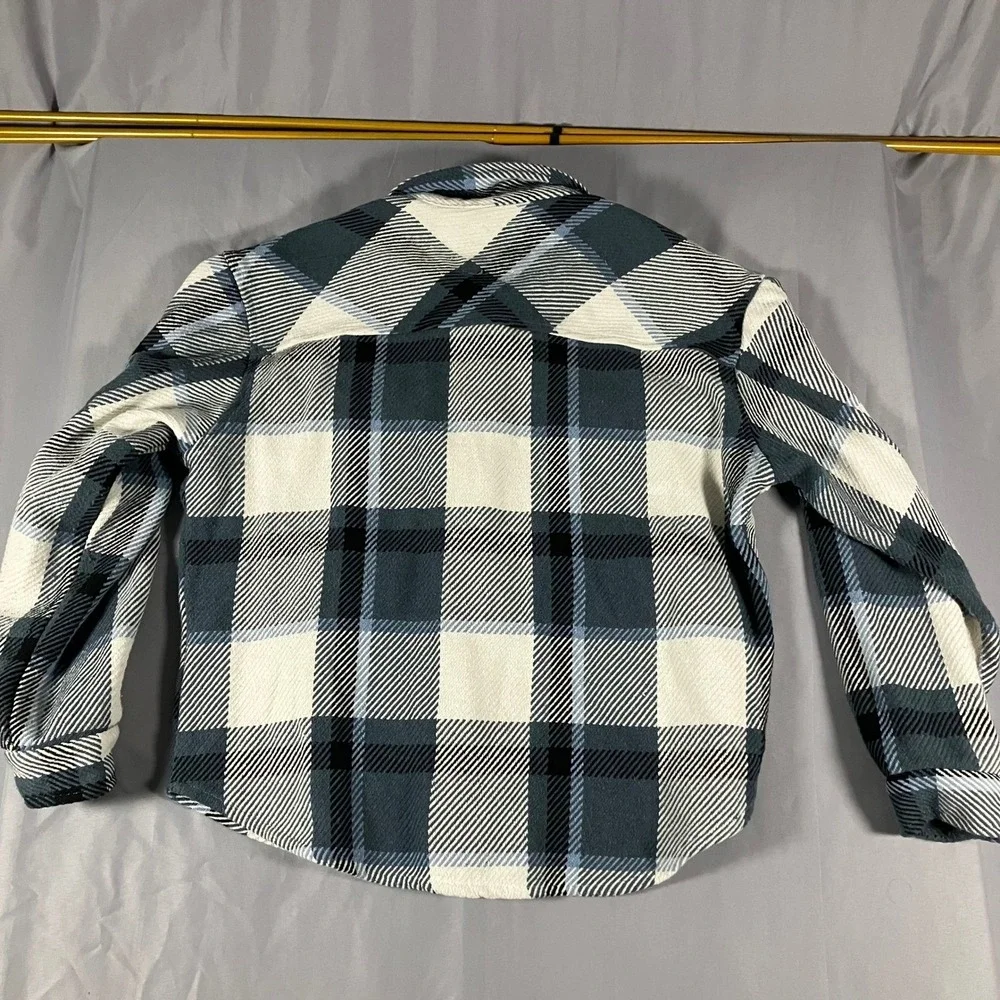 RSQ Mens Blue Black White Plaid Flannel Shirt Jacket Shacket Medium